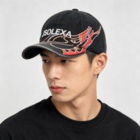 Casquette de baseball unisexe personnalisée avec logo, 6 panneaux, visière incurvée, broderie flamme, style papa, vente en gros, logo brodé 3D, casquettes vintage