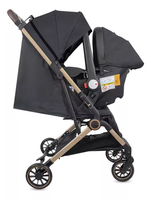 Poussette compacte, idéale pour les voyages, pliage/dépliage à une pression, poignée réversible et réglable en hauteur, avec siège auto 3-en-1