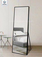 Miroir rectangulaire pleine longueur avec cadre doré, sur pieds de cheval, inclinable, pour chambre, salon, entrée - Vente en gros