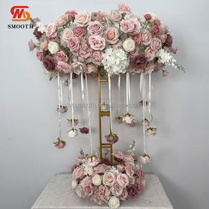 Centros de Mesa Florales Redondos Personalizados con Flores Artificiales de Color Rosa Empolvado para Bodas - Product Image 3