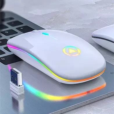 LP Factory Directly Supply Mute RGB 7 Colors PC mouse wireless optical ultra thin rechargeable silent wireless gaming mouse