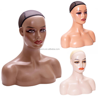 Tête de Mannequin Femme Afro-Américaine en PVC avec Épaules, Support pour Présentation de Bijoux et Perruques
