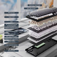 Keyboard Mekanik Tri-Mode ATTACK SHARK X98 PRO dengan Layar Pintar, Tombol Metal, Gasket Mount, dan Suara Menggelegar untuk Gamer PC Esports