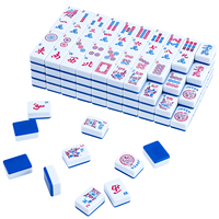 Jeu de Mahjong Américain Professionnel Bleu – 166 Tuiles Standard avec Étui, Supports et Poussoirs – Kit Complet