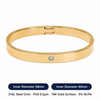 Bracelet élégant en acier inoxydable plaqué or, étanche, minimaliste, avec zirconias, pour femmes, bijoux en gros