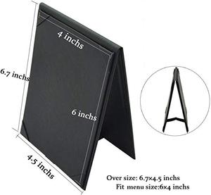 Tente de table en cuir Porte-menu en cuir Panneau d'affichage Couvertures de menu noires pour cafés, bars ou restaurants pour menus de 5*7 pouces - Product Image 2