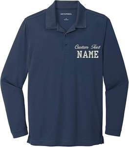 Bordado personalizado Costura Hombres Polos de manga larga Fit Polos - Product Image 3