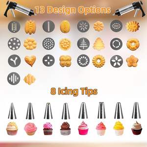 Набор для приготовления печенья и бисквитов: ручной пресс для печенья из нержавеющей стали с 13 формами и 8 насадками для украшения - Product Image 5