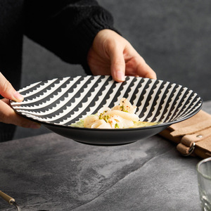 Assiette profonde en céramique gaufrée d'usine à motif végétal moderne Assiette alimentaire occidentale <span class=keywords><strong>Vaisselle</strong></span> d'hôtel haut sens Plat de petit déjeuner - Product Image 4
