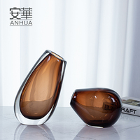 Amber Egg Shape Glas dekoration Vase Elegante Kristallglas vase für Wohnkultur