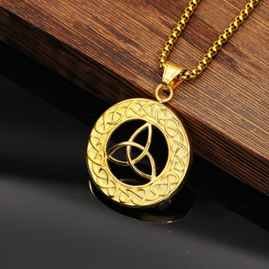 European American Retro Unique Hollow Round Titanium Steel Pendant Fashion Trendy Men Couple Gift Versatile Necklace Jewelry - Product Image 2