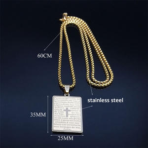 Nouveau Design Prière En Acier Inoxydable Chrétien Bijoux Collier Plaqué Or 18K Portugais Bible Verset Pendentif Unisexe Collier - Product Image 4