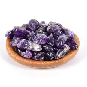 批发天然石英抛光紫水晶翻滚的石头水晶砾石出售