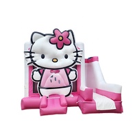 Nouveau design Party Rentals Cartoon Cat Jumper Gonflable Bounce House Mini Pink Bouncy Castle Combo Gonflable Bouncer Slide Kids