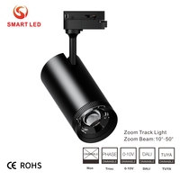 Spot LED COB moderne intelligent 7W-30W 0-10V Dali dimmable en aluminium pour rail 4/6 fils, CRI97 RGBW, pour usage hôtelier