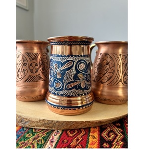 Best Quality Pure Copper Mug for Drinking Water Ayurvedic Health Benefits Handmade Hammered Design Available for Factory Price - Product Image 3