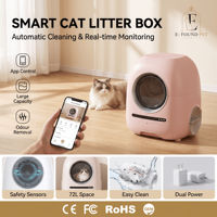 Bac à litière pour chat automatique intelligent à nettoyage automatique, contrôle par application, élimination des odeurs, bac à déchets de 12 L, rond, rose, en plastique ABS, pour plusieurs chats, pour animaux de compagnie d'intérieur
