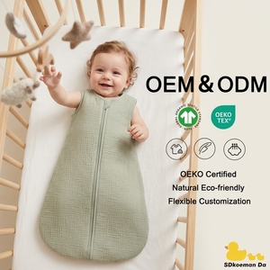 Sac de couchage sans manches certifié OEKO-TEX, fermeture éclair bidirectionnelle, couverture portable, doux et respirant, 100% coton crêpe, sac de couchage pour bébé - Product Image 1