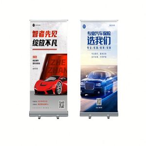 Support de bannière enroulable portable et pliable en forme de goutte d'eau pour affichage d'affiches et d'images promotionnelles - Product Image 1