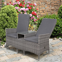 Meubles de jardin Joyeleisure Cadre en aluminium Chaise inclinable en osier Ensemble de balcon Meubles d'extérieur