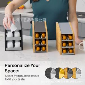 Bamboo Coffee Pod Storage Rack 3 Tier 7.8x3.8x7.3 Inches <b>Desktop</b> Organizer For Coffee Capsules And Tea Pods - Product Image 2