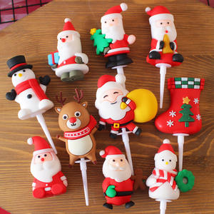 Festival Party Cake Insert Santa Bonhomme De Neige Cuisson Ornement Doux Colle Joyeux Noël Fournitures Xmas Cake Toppers - Product Image 1