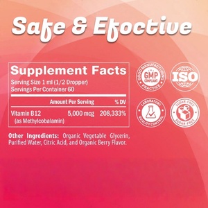Gotas de Vitamina B12 Líquida Sublingual OEM/ODM, Gotas Veganas de B12 Líquido Metilcobalamina, Máxima Absorción - Product Image 2