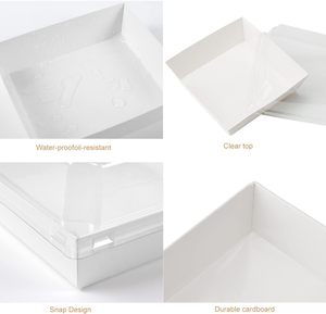 Square Pastry Box with PET Lid Food Grade Disposable Paper Plates for Rice Snack Salad Takeaway <b>Containers</b> Food Packaging - Product Image 3