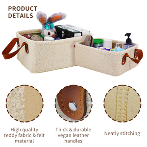 Panier de rangement en velours Teddy Cube organisateur de <span class=keywords><strong>table</strong></span> <span class=keywords><strong>à</strong></span> <span class=keywords><strong>langer</strong></span> pour serviettes de placard, poubelle de pépinière pour bébé, paniers-cadeaux - Product Image 4