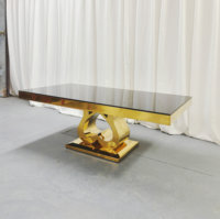 Table à manger en acier inoxydable doré, fabrication directe d'usine, mobilier de luxe pour mariage, banquet, réception d'hôtel, sur mesure