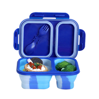Boîte à lunch Portable en Silicone pour enfants avec ensemble de bouteilles d'eau conteneur de stockage de nourriture pliable boîte à lunch Bento pour enfants
