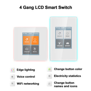 Interruptor Táctil Inteligente LCD de 4 Canales LEDEAST L8-HS4, Control de Escenas y Cortinas con WiFi Tuya, Panel de Vidrio Templado para Estándar US/<span class=keywords><strong>ES</strong></span> - Product Image 1