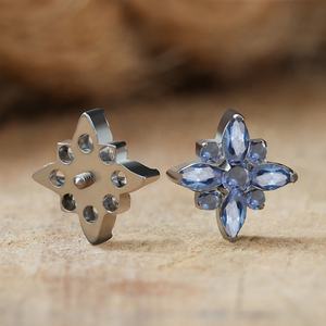 Giometal ASTM F136 Piercing en titane, bijou de corps pour piercing d'oreille hélix, avec gemmes en <span class=keywords><strong>grappe</strong></span> marquise et embout supérieur fileté interne - Product Image 2