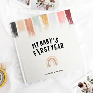 Custom Printing Beautiful Baby Memory Book Milestones Scrapbook Keepsake Album for Modern Families