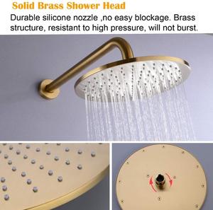 Dai — ensemble de mélangeurs de luxe ronds, 16 pouces, pour salle de bains, système de pomme de <span class=keywords><strong>douche</strong></span> en or brossé - Product Image 4