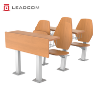 Chaise de conférence en bois Leadcom L-E08 pour universités, avec panier porte-documents, idéale pour les salles de formation et les cours universitaires.