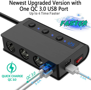 Caricabatteria per auto TR24 180W 3 prese accendisigari 4 porte <span class=keywords><strong>USB</strong></span> adattatore di ricarica rapida con interruttore indipendente - Product Image 3