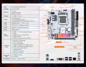 2025 New trắng B85 Bo mạch chủ ITX cho 4th thế hệ I7 i5 <span class=keywords><strong>i3</strong></span> <span class=keywords><strong>CPU</strong></span> Bo mạch chủ LGA 1150 HD-MI M.2 NVMe Wifi DDR3 cho máy tính để bàn - Product Image 2