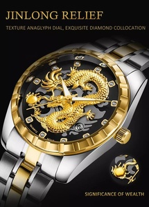 Reloj de marca de lujo Para Hombres, pulsera de mano masculina con diseño de dragón dorado, logotipo de marca privada, OEM, bajo nivel de pedido, artículos en línea - Product Image 6