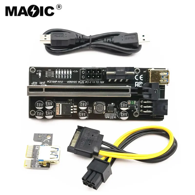 สายต่อพ่วง PCIE Riser Card 2022 010XPCI Molex 009C,สายต่อ USB 6Pin สาย3,0 SATA A USB 1X ใหม่ล่าสุดปี16X