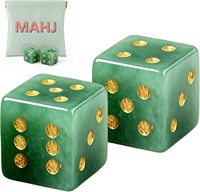Ensemble de dés de mahjong modernes en cristal avec pochette personnalisée pour dés, mini pochette, design pierre précieuse rose, pour 4 joueurs