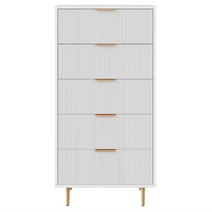 Commode à 6 tiroirs de style européen, blanche, avec pieds en bois, meuble de rangement pour chambre à coucher - Product Image 2