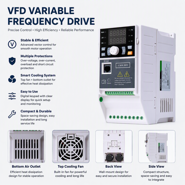 Linecome Factory VFD 2.2KW 220V Single Phase to 380V 3Phase Mini Frequency Converter for Compressor and Motor CE Certified