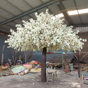 Arbre artificiel de fleurs de cerisier blanches en tissu de soie, pour usage intérieur et extérieur, décorations pour mariages, banquets et festivals - Product Image 4