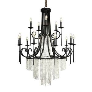 Lámpara de araña de lujo personalizada de 24 bombillas para dúplex, villa con techo alto, sala de estar, escalera de cobre con cristales huecos - Product Image 2