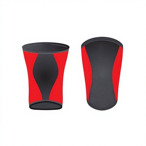 Genouillère en néoprène à compression, ajustement universel, rouge et noir, protection antichoc, à enfiler, toutes saisons - Product Image 1