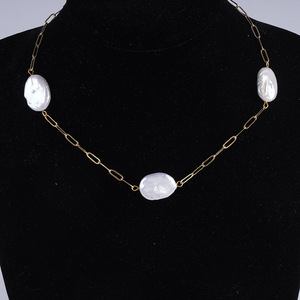 Collar y Pulsera de Perlas de Agua Dulce Naturales, Ovaladas y Cuadradas, de 14-16 mm, Estilo Barroco, Joyería de Cuentas Versátil y Moderna, Venta al Por Mayor del Fabricante - Product Image 4