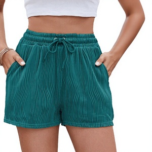 Shorts d'été pour femmes, couleur unie, anti-plis, taille élastique, décontractés, pour le sport et la gym - Product Image 3