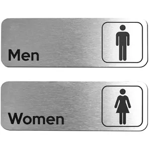 Men and Women Modern Restroom Sign plate Brushed Aluminum Door Restroom Signage
