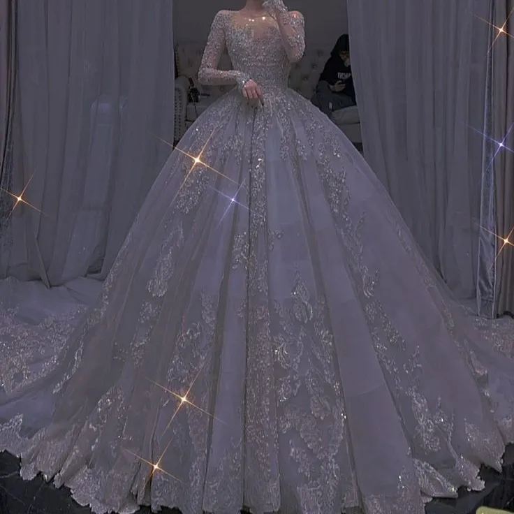 S550A 2022 عالية الجودة مخصص جديد أزياء الجملة العروس الدانتيل طويلة الأكمام مخصص الزفاف فستان زفاف